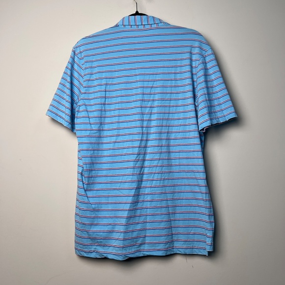 Johnnie-O Blue Red White Stripe Embroidery Short Sleeve Button Polo Men’s Small - Picture 4 of 6